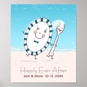 Póster O prato funciona afastado com o casamento de praia