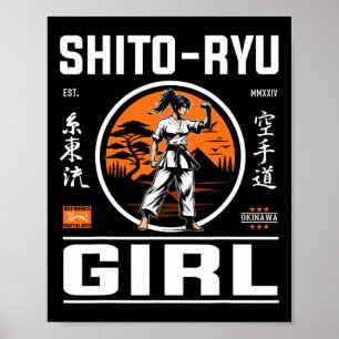 Poster Ó Precisão Da Rapariga De Ryu E Estilo Em Karate D