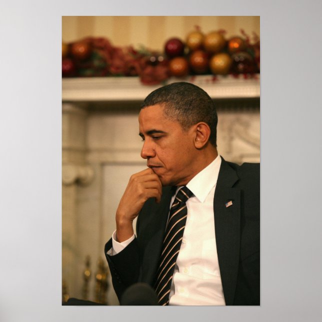 Póster O Presidente Barack Obama reflete como se encontra (Frente)