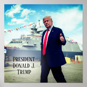 Poster O Presidente Donald Trump 2020 Abatida Nave Naval