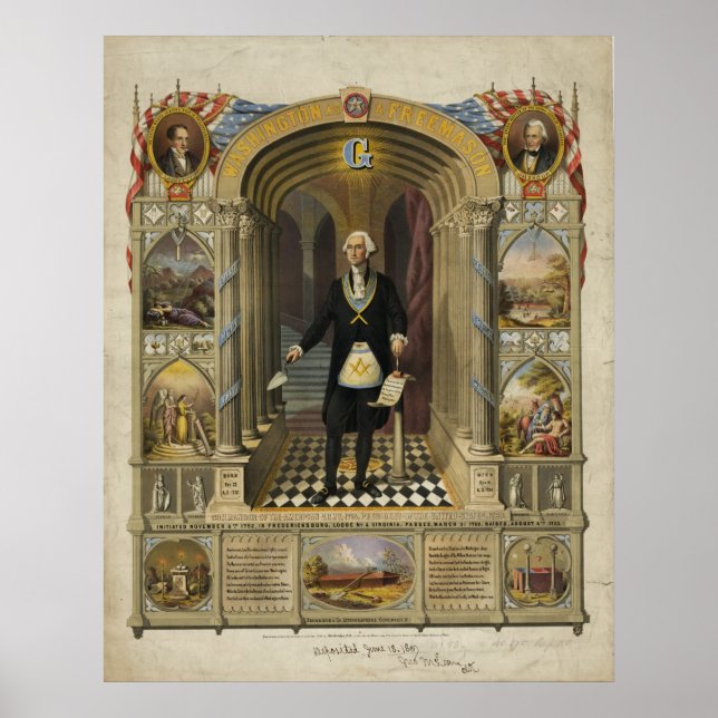 Póster O Presidente George Washington como Freemason (Frente)