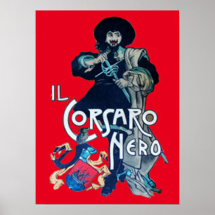 Póster O PRETO CORSAIR Vermelho