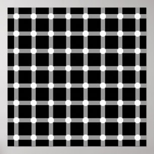 Poster O preto pontilha a linha branca ilusão óptica de