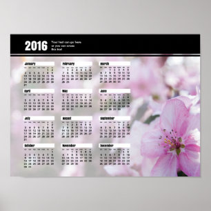 Poster O primavera floresce o calendário 2016