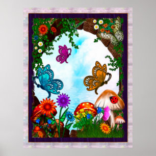 Poster O primavera jardina arte lunática da fantasia
