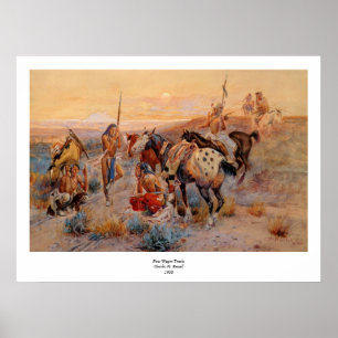 Póster O primeiro vagão de Charles M. Russell (1908)