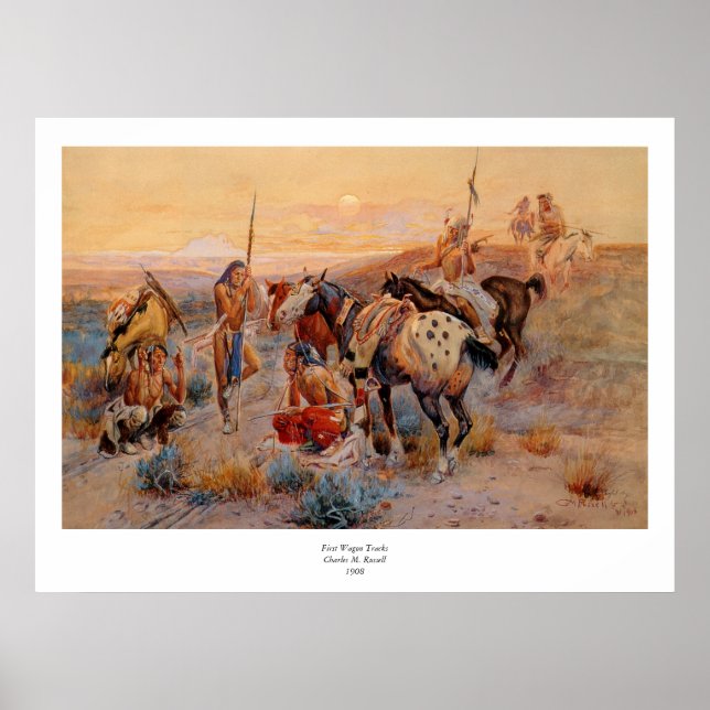 Póster O primeiro vagão de Charles M. Russell (1908) (Frente)