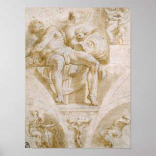 Póster O profeta Jonah e dois Lunettes destruídos