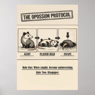 Poster O Protocolo do Gambá Humor Retrô