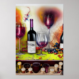 Poster O Provando de vinho - Arte Digital Colorida