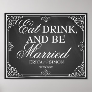 Póster O quadro do sinal do casamento come a bebida e