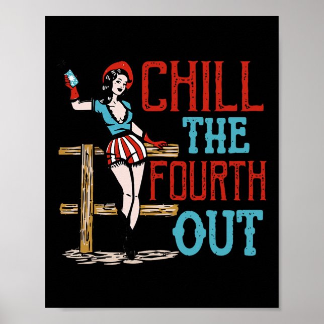 Poster O Quarto Fora 4 de Julho Patriótico Dia da Indepen (Frente)