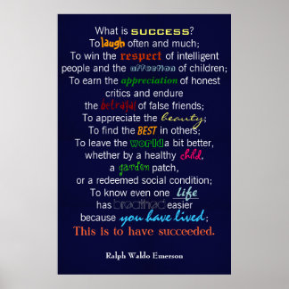 Poster "O Que É Sucesso?" - Ralph Waldo Emerson