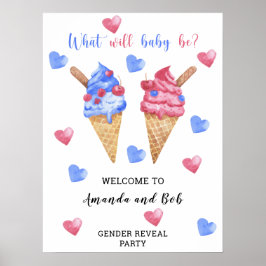 Poster O que o bebê vai ser o gênero revelar bem-vindo