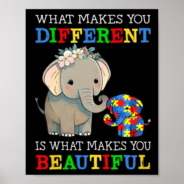 Poster O Que Te Faz Diferente Elefante Mãe Autismo Sabe (Frente)
