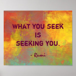 Poster O que você procura é tipografia de citação de Rumi