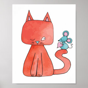 Póster O rato bonito ama o gato do gatinho