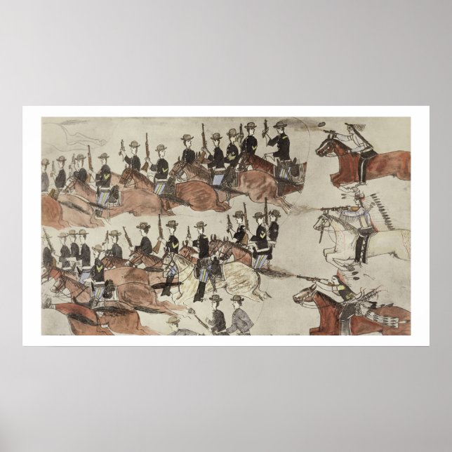 Póster O recuo do Major Marcus Reno antes do golpe indian (Frente)