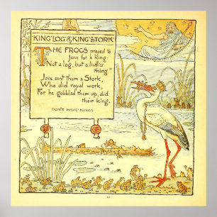Poster O Rei Log e o Rei Stork 1887 Walter Crane