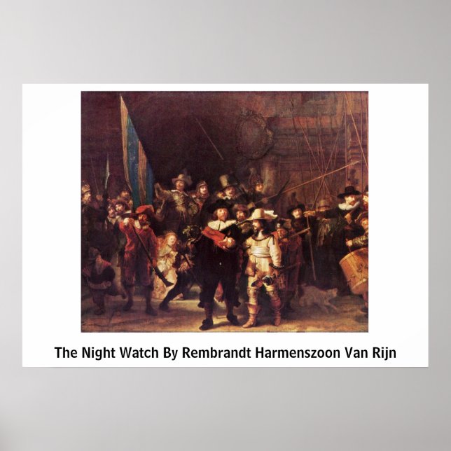 Póster O Relógio Noturno De Rembrandt Harmenszoon Van Rij (Frente)