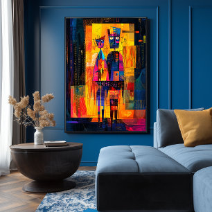 Poster O Retrato Arnolfini reinterpretado em Abstrato