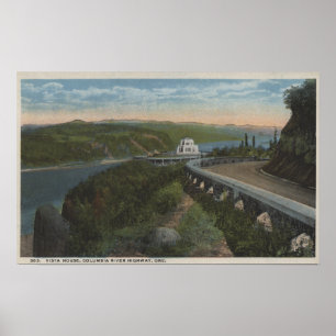 Póster O Rio Columbia, Oregon - casa de Vista