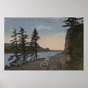 Póster O Rio Columbia, Oregon - estrada a oeste de