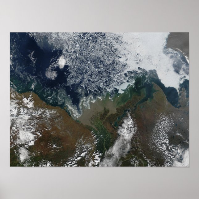 Poster O rio Mackenzie esvazia-se na Baía de Mackenzie (Frente)