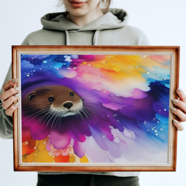 Poster O rio Otter | Pintura digital colorida (Criador carregado)