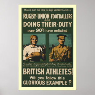 Póster O rugby britânico, jogadores de futebol chama par