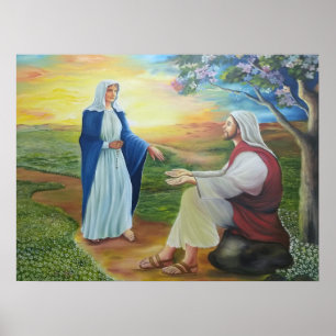 Poster O Santo Rosário: Maria e Jesus no Jardim