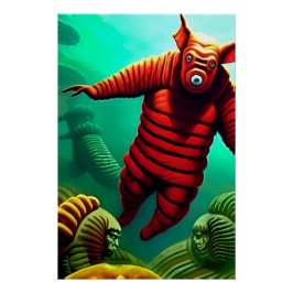 Póster O Segredo de Ziusudra - Arte Surrealista de Ken Ga