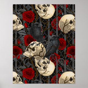 Poster O segredo do Raven. Ilustração gótica escura e san