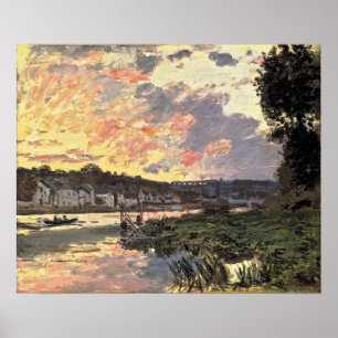 Póster O Seine em Bougival na noite (1870)