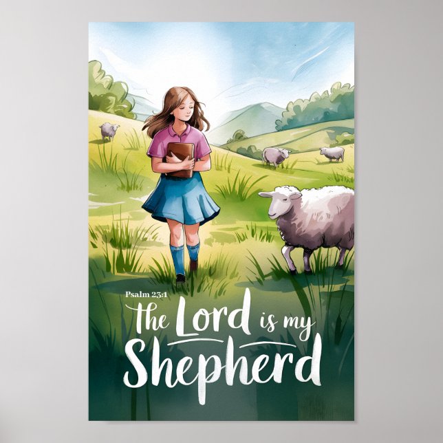 Poster O Senhor é a minha Shepherd Christian Teen Girl Ar (Frente)