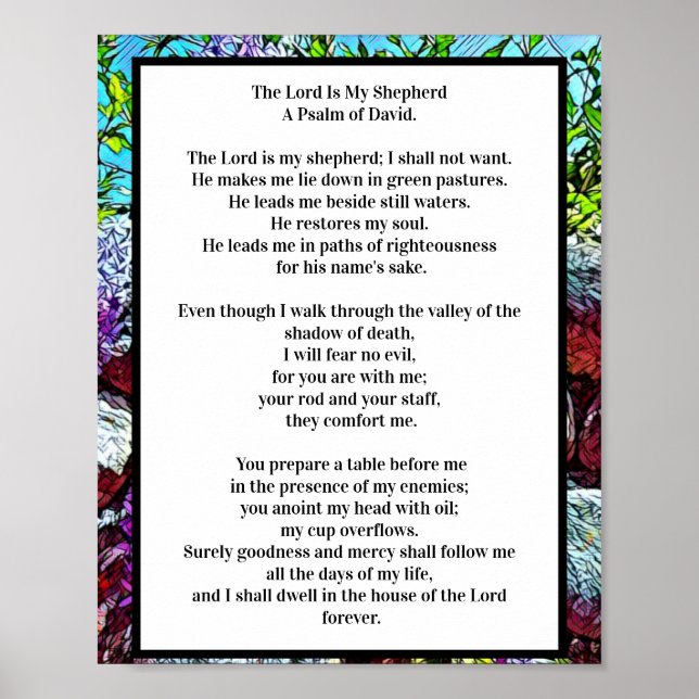 Poster O Senhor É Meu Pastor | Salmo 23 Design Elegante (Frente)