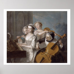 Póster O sentido de audição, c.1744-7 (óleo em canvas)