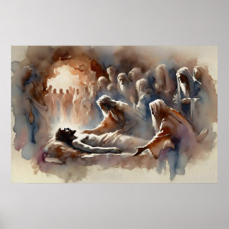 Poster O Sepultamento de Jesus – Arte Cristã em Aquarela