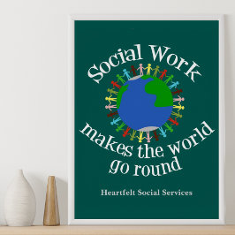 Póster O Serviço Social Faz o Mundo Girar