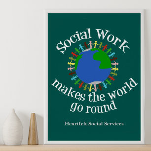 Póster O Serviço Social Faz o Mundo Girar