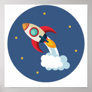 Poster O Shuttle do Espaço Desliga-se em círculo à esquer