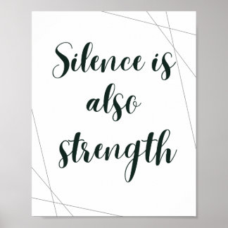Poster O Silêncio Também é Força – Inspirador Minimalista