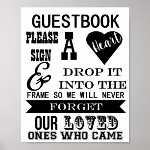 Póster O sinal do Guestbook assina por favor uma mesa do