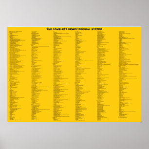 Póster O sistema decimal de Dewey por únicos números