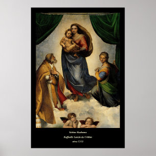 Póster O "Sistine clássico Madonna" de Raphael (cerca de