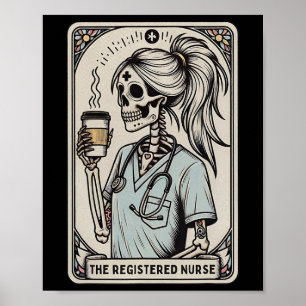 Poster O Skeleton Happy Hal da Enfermeira Tarot Registrad