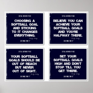 Poster O softball cita a colagem azul 1-4