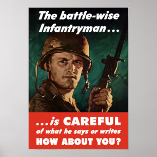 Poster O soldado de infantaria é cuidadoso do que diz --
