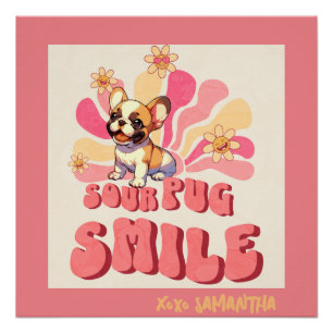 Póster O sorriso de bófia cita engraçadinho texto aquarel
