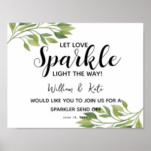 Póster o sparkler do verde da folha da folha envia fora